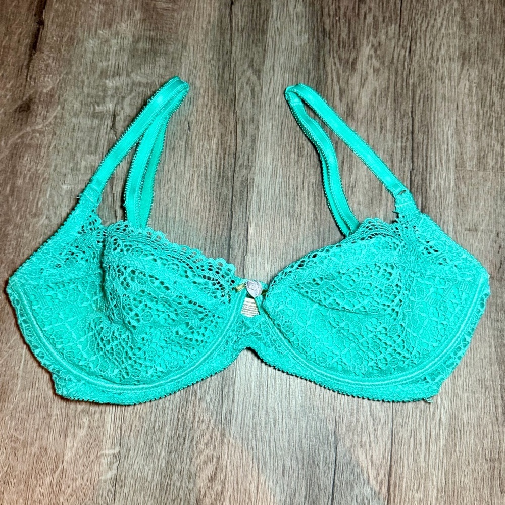 Free People Intimately “Tres Jolie” Lace Underwire Bra | 32D | Teal